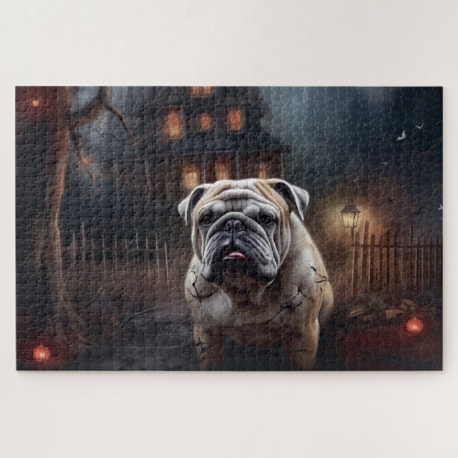 Quebra-cabeça Bulldog Halloween Scary (Horizontal)