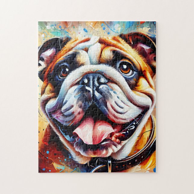 Quebra-cabeça Bulldog Impressão de Arte Acrílica (Vertical)