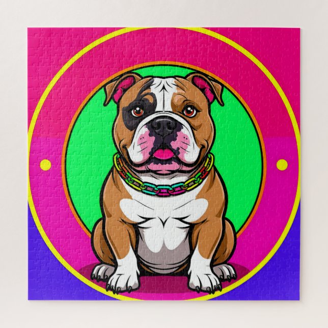 Quebra-cabeça Bulldog Inglês em um Fundo Vibrante (Vertical)