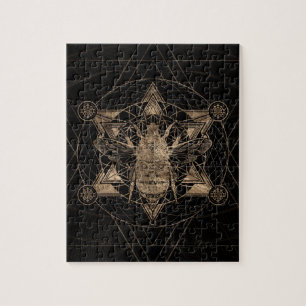 Quebra-cabeça Bumble a abelha na geometria sagrado - preto e