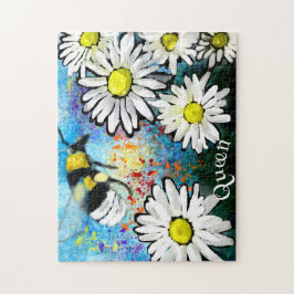 Quebra-cabeça Bumble Bee Whimsical em Daisies Personalizado