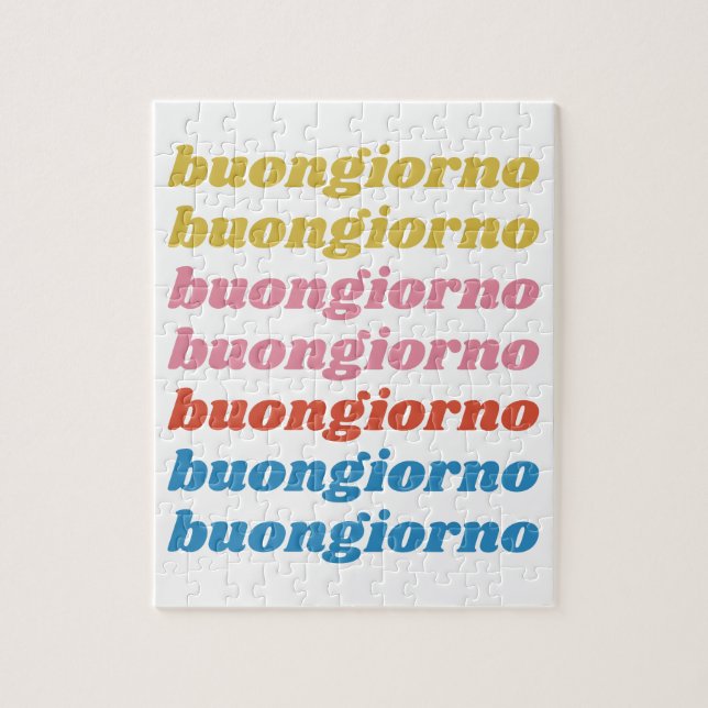 Quebra-cabeça Buongiorno Italiano Hello Typografia Cute Retro (Vertical)