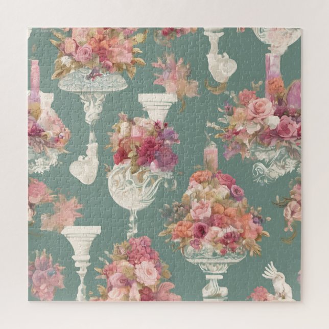 Quebra-cabeça Buquê Azul Vintage (Vertical)