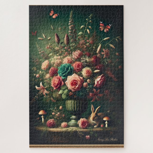 Quebra-cabeça Buquê de Coagecore Floral Bunny Mushroom (Vertical)