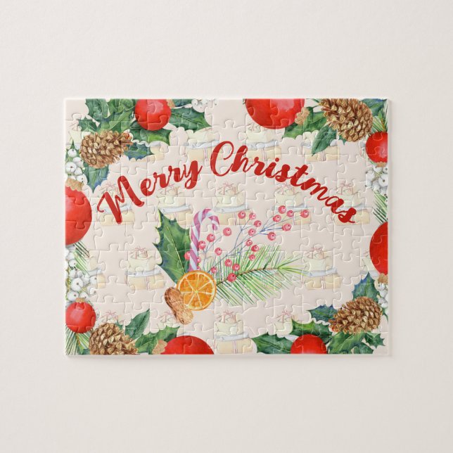 Quebra-cabeça Buquê de Natal Burnt Orange Candy Barry Wreath (Horizontal)