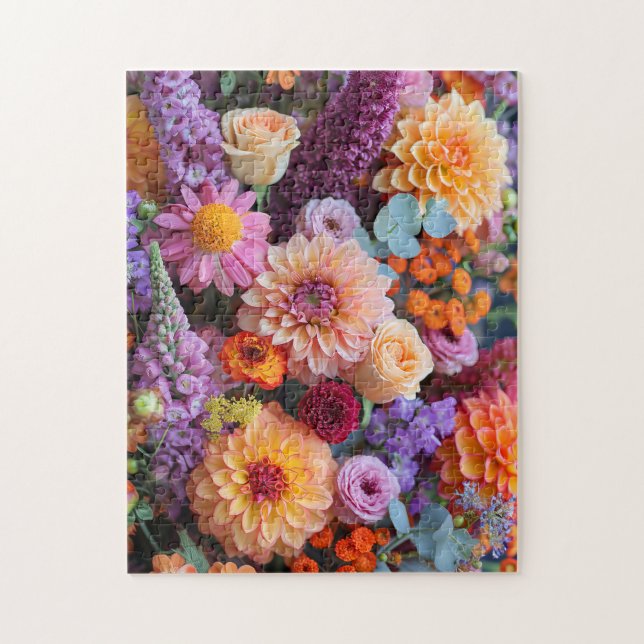 Quebra-cabeça Buquê de Outono com Dahlia, Freesia e Gerbera (Vertical)