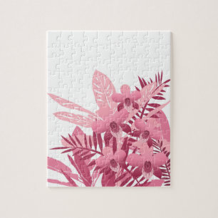 Quebra-cabeça Buquê de plantas tropicais rosa