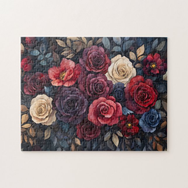 Quebra-cabeça Buquê de Rosa de Aquarela deixa colorido (Horizontal)