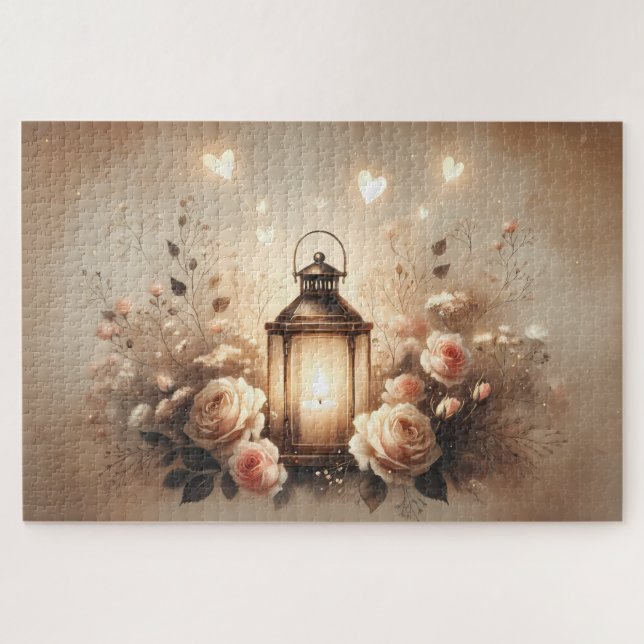 Quebra-cabeça Buquê de Rosas com Brilho de Lanterna (Horizontal)