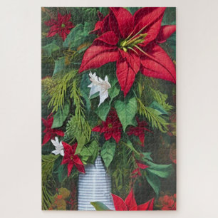 Quebra-cabeça Buquê Red Amaryllis e Poinsettia