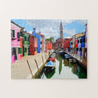 Burano, Itália Colorida Houses e Canal de Barcos