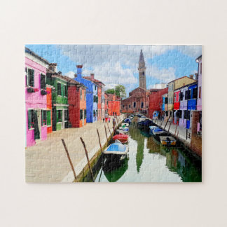 Quebra-cabeça Burano, Itália Colorida Houses e Canal de Barcos