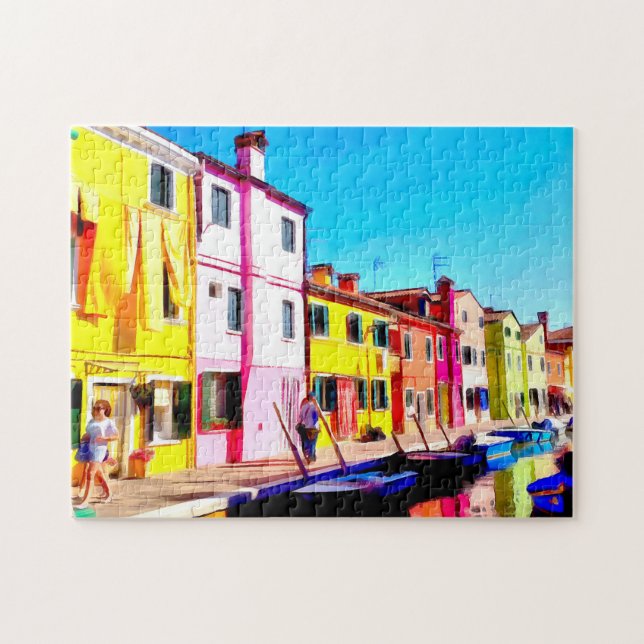 Quebra-cabeça Burano, pintura aquosa de Veneza (Horizontal)