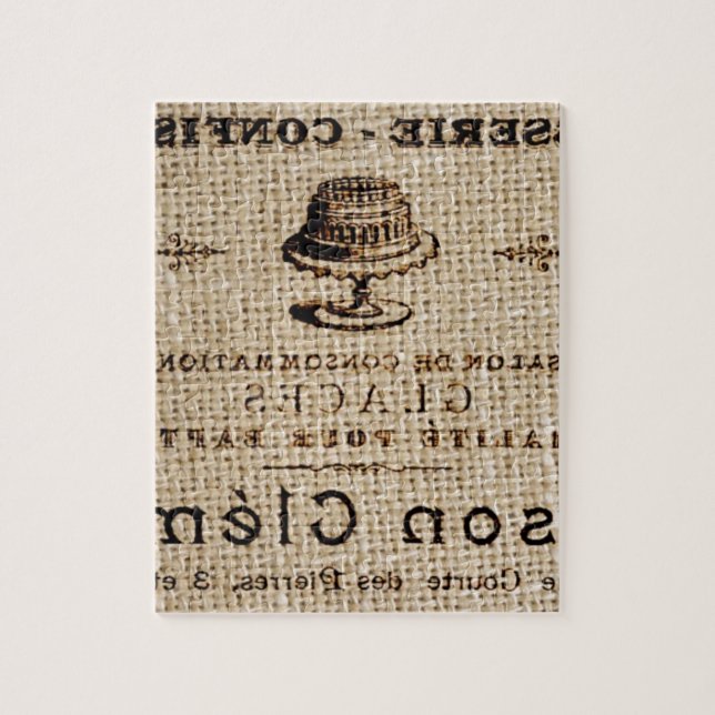 Quebra-cabeça burlap scripts chique french country cake (Vertical)