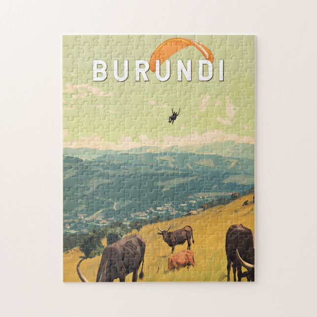 Quebra-cabeça Burundi Illustration Viagem Art Vintage (Vertical)