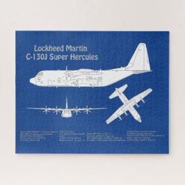 Quebra-cabeça C-130 Hércules - Planos de Impressão Blueprint de