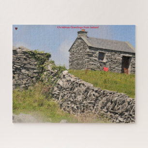 Quebra-cabeça Cabana Antiga e Paredes de Pedra Galway Irlanda. Q