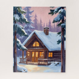 Quebra-cabeça Cabana de Natal Floresta Inverno Neve