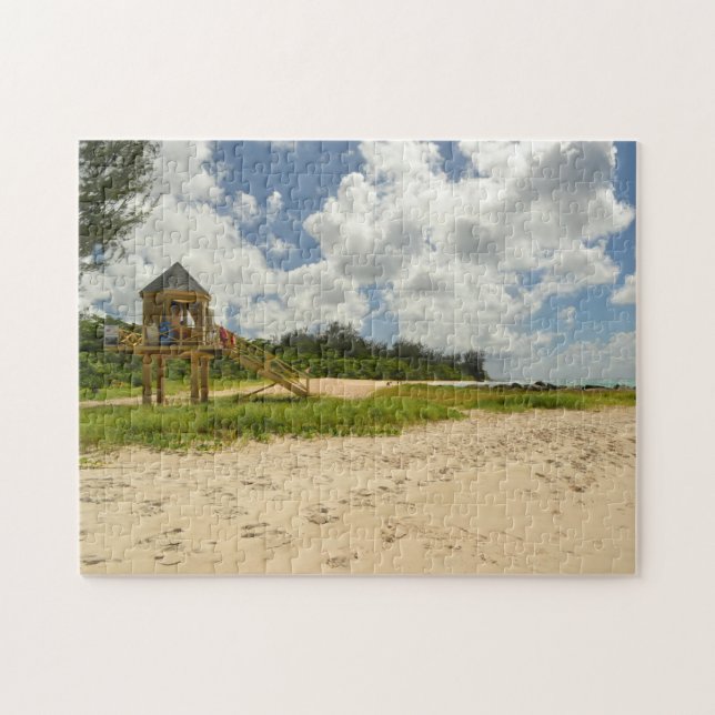 Quebra-cabeça Cabana de Praia Barbados. (Horizontal)