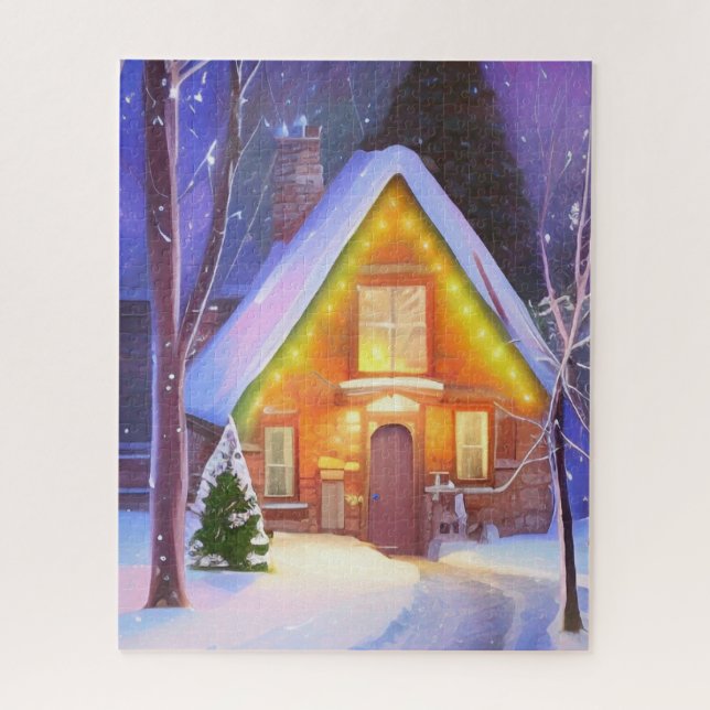 QUEBRA-CABEÇA CABANA NEVADA ARTE NATAL JIGSAW PUZZLE (Vertical)