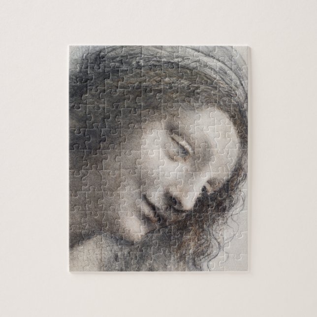 Quebra-cabeça Cabeça da Virgem Esboço Arte Leonardo da Vinci (Vertical)