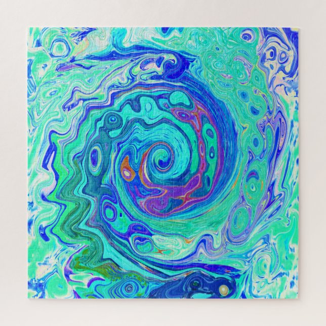 Quebra-cabeça Cabeça de Abstrato do Oceano Azul e Líquido Verde (Vertical)
