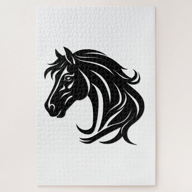 Quebra-cabeça Cabeça de Cavalo Preto Magnífico (Vertical)