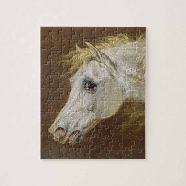 Quebra-cabeça Cabeça de um cavalo árabe cinzento (óleo em canvas (Vertical)