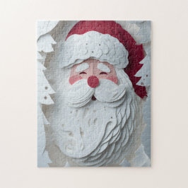 Quebra-cabeça Cabeça do Papai Noel com árvores de Natal brancas