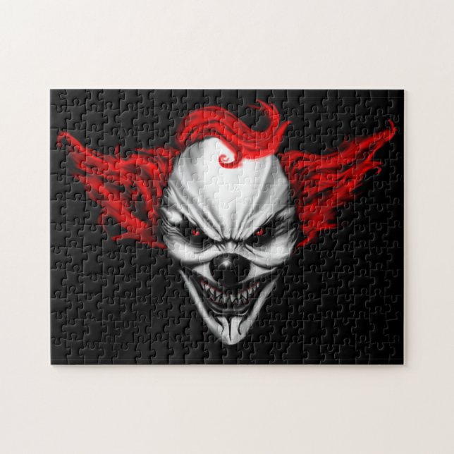 Quebra-cabeça Cabelo mau feliz do vermelho do palhaço (Horizontal)