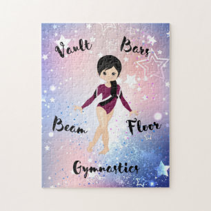 Quebra-cabeça Cabelo Negro Gym Star, Olhos Marrons, Leotard Borg