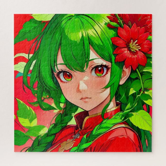 Quebra-cabeça Cabelo verde que pega os olhos (Vertical)