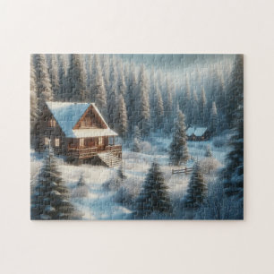 Quebra-cabeça Cabina de inverno na Floresta