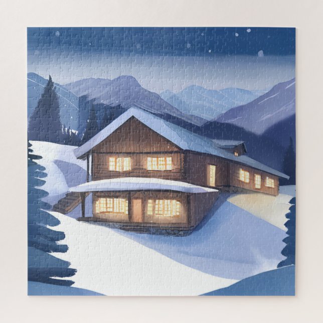 Quebra-cabeça Cabina de registro nas montanhas (Vertical)