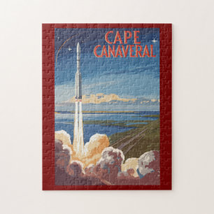 Quebra-cabeça Cabo Canaveral Flórida - Viagem de Arte Retro