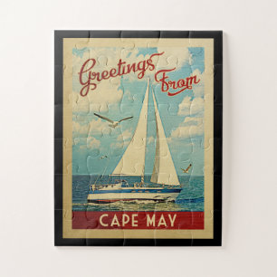 Quebra-cabeça Cabo May Sailboat Viagens vintage New Jersey