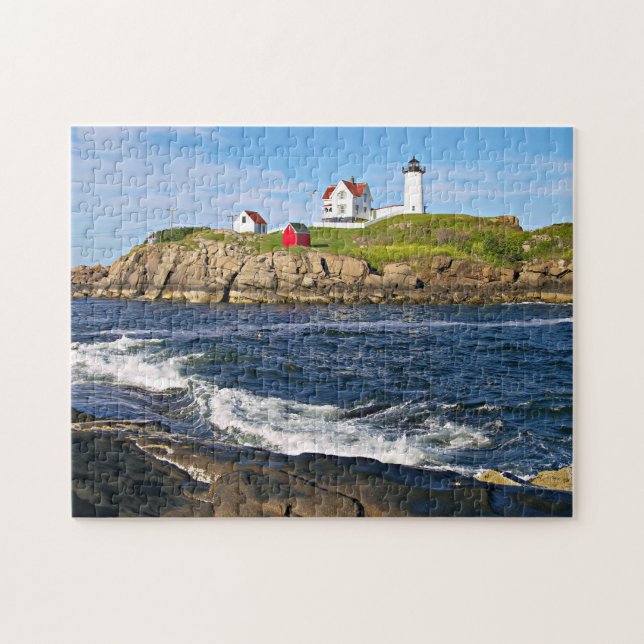 Quebra-cabeça Cabo Neddick "farol do Nubble", York Maine (Horizontal)