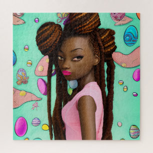 Quebra-cabeça Caça ao Ovo em Páscoa Garota Negra Magic Melanin G
