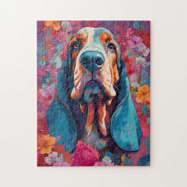 Quebra-cabeça Caça Colorida do Basset (Vertical)