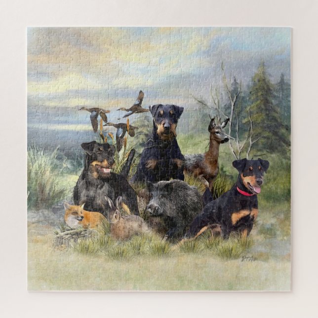Quebra-cabeça Caça com Jagdterriers, Arte (Vertical)