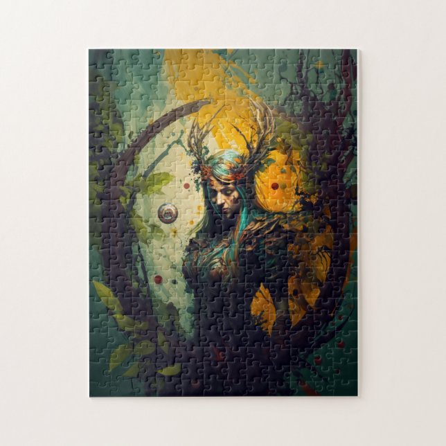 Quebra-cabeça Caça Elfico Fantasia Puzzle | Presente D&D (Vertical)