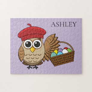Quebra-cabeça Caçada de Ovo da Páscoa Funny Owl   Personalizar