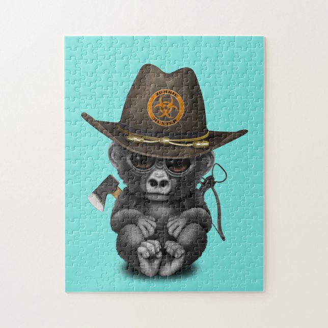 Quebra-cabeça Caçador do zombi do gorila do bebê (Vertical)