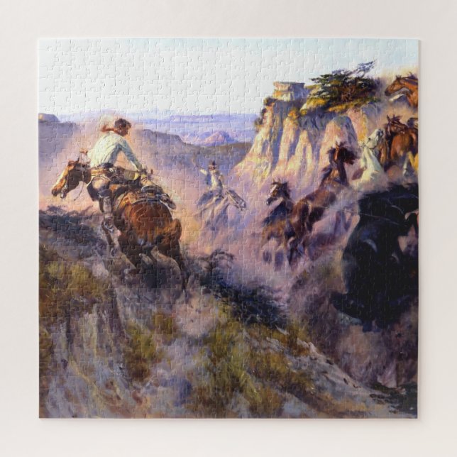 Quebra-cabeça “Caçadores de Cavalos Selvagens” por Charles M Rus (Vertical)