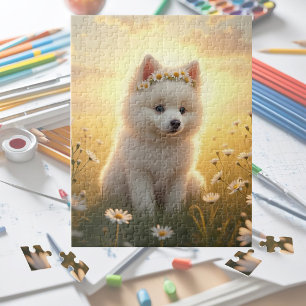 Quebra-cabeça Cachorrinho Spitz branco e adorável