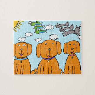 Quebra-cabeça "Cachorrinhos Felizes ao Sol"