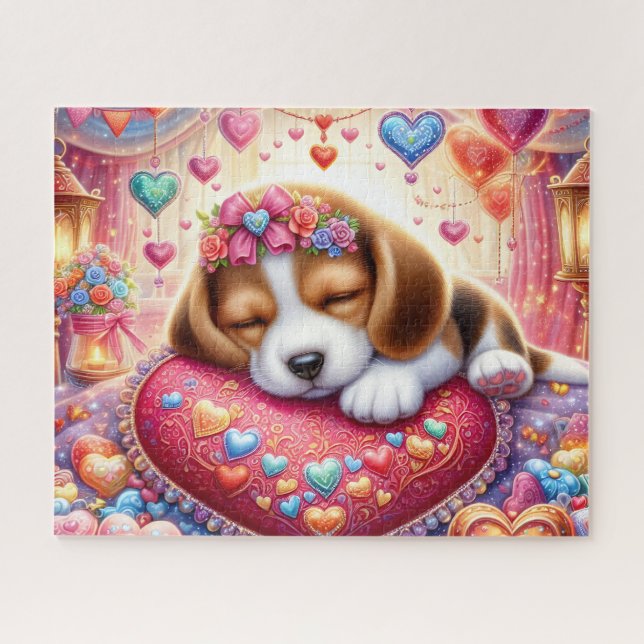 Quebra-cabeça Cachorro Beagle Valentino Adormecido (Horizontal)