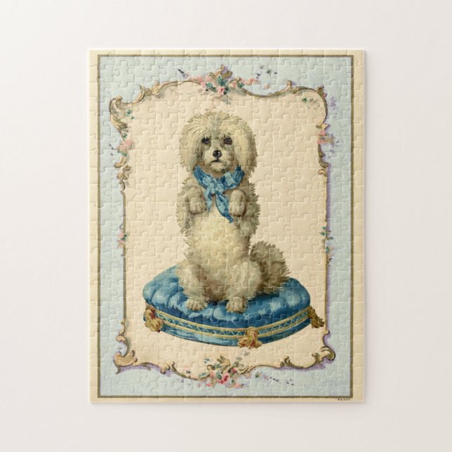 Quebra-cabeça Cachorro Cachorro Azul Cozinha Reprodução da Vinta (Vertical)