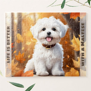 Quebra-cabeça Cachorro Cachorro Maltês Puppy Pumpkin Queda Nome