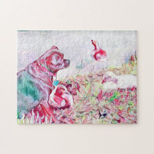 Quebra-cabeça Cachorro Cachorro Pond Pastel Watercolor